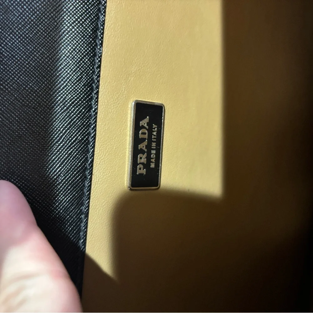 Prada VintageClassic Black Leather Briefcase with SilveHardware - Men's Work Bag